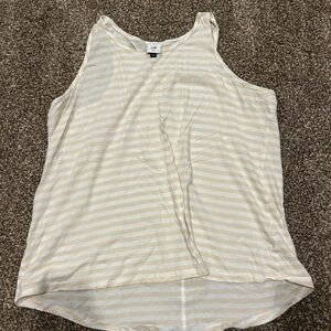 CAbi Beige and White Striped Tank Top